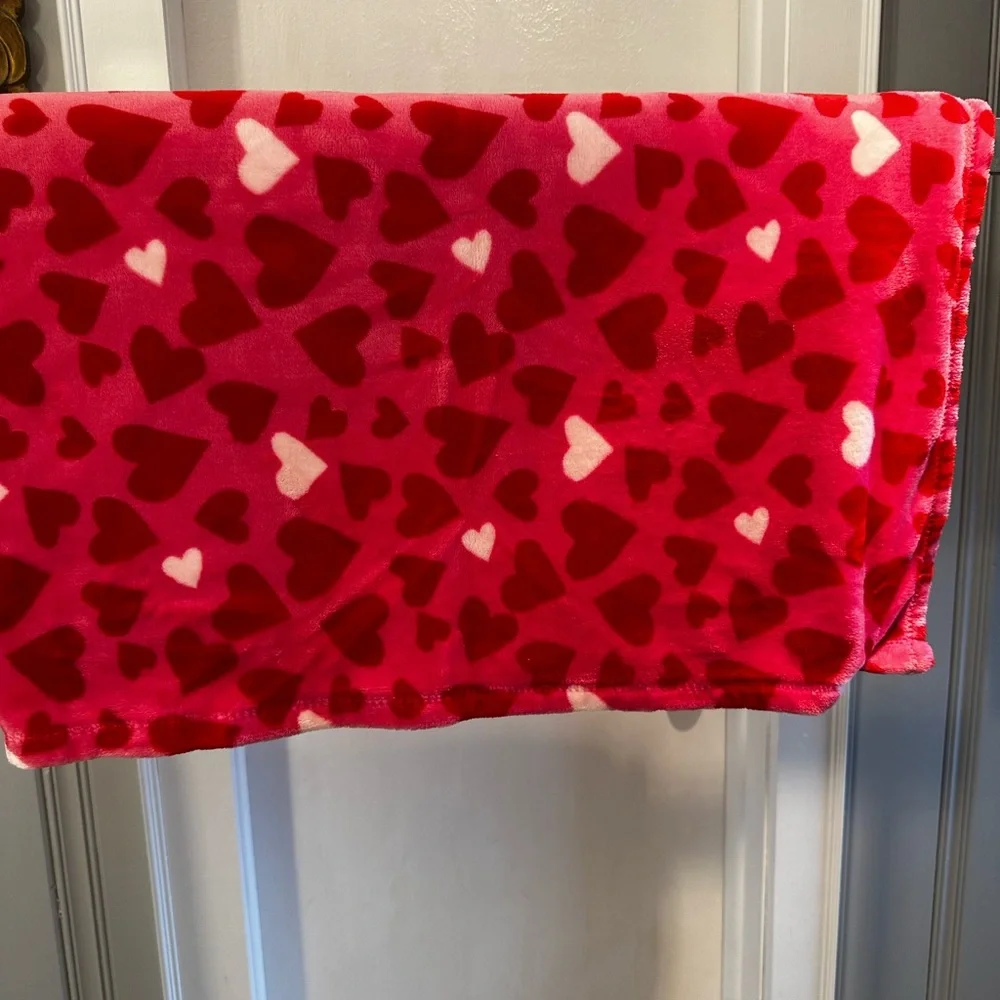 Room Essentials Red and Pink Heart Plush Throw